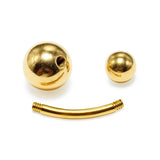 14K Gold Curved Barbell Belly Bar: 14G Navel Piercing with Bottom Hollow Ball