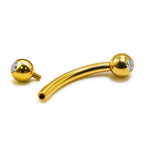 14k gold Curved Barbell Piercing with Gemstones: Internally Threaded 14g, 16g Body Jewellery
