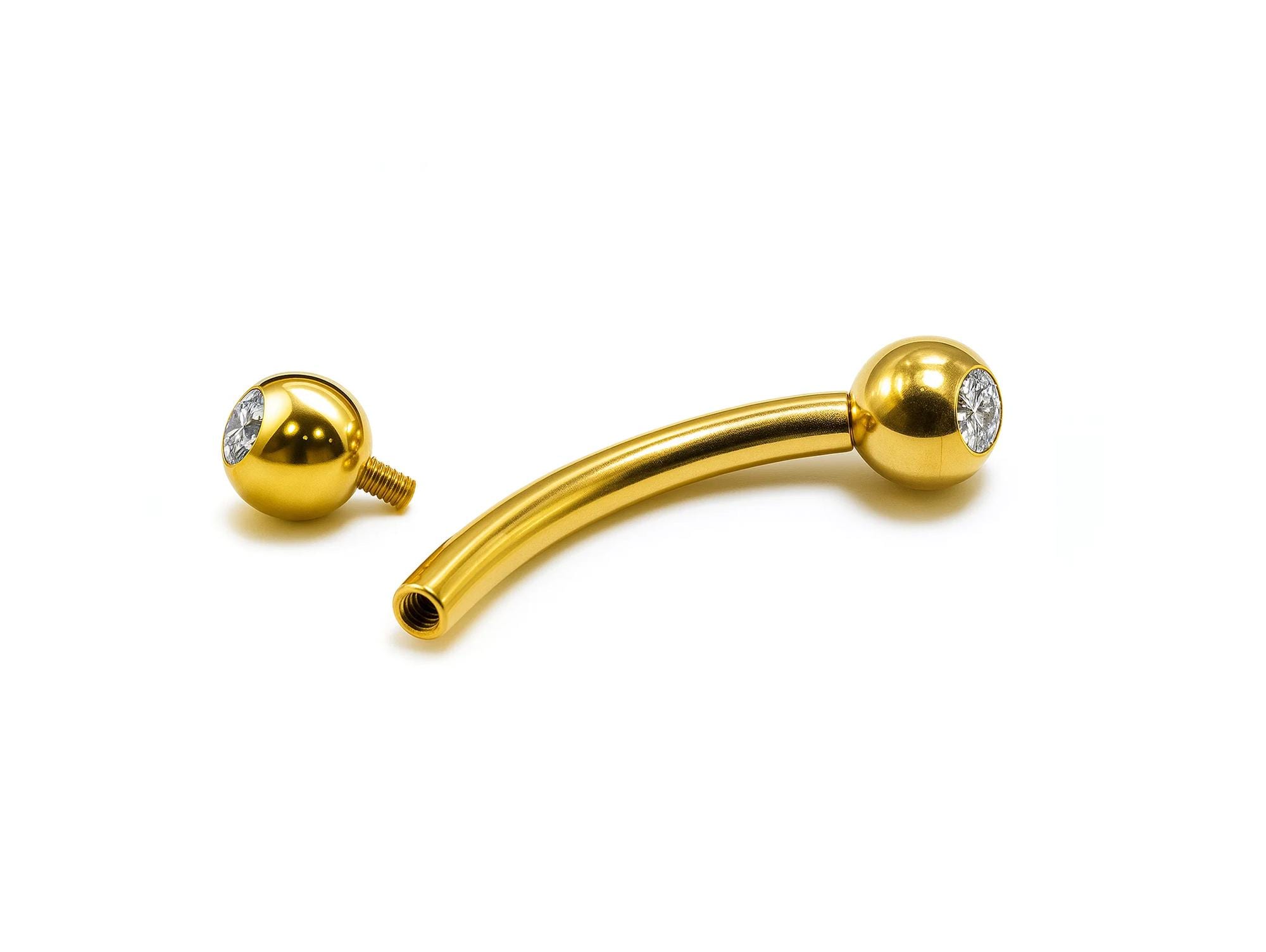 14k gold Curved Barbell Piercing with Gemstones: Internally Threaded 14g, 16g Body Jewellery