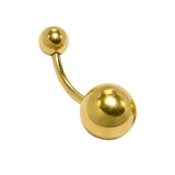 14K Gold Curved Barbell Belly Bar: 14G Navel Piercing with Bottom Hollow Ball