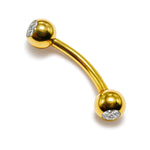 14k gold Curved Barbell Piercing with Gemstones: Internally Threaded 14g, 16g Body Jewellery