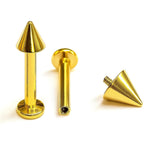 14k gold Spike Labret Stud Lip Piercing - Internally Threaded - 14g, 16g Body Jewellery