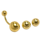 14K Gold Curved Barbell Belly Bar: 14G Navel Piercing with Bottom Hollow Ball