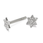 14k White gold Star Barbell Piercing with Gemstones - Internally Threaded - 16g Body Jewellery