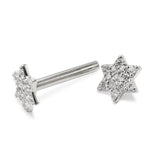 14k White gold Star Barbell Piercing with Gemstones - Internally Threaded - 16g Body Jewellery