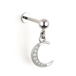 Initial Charm Labret Studs, 16G Cartilage Piercing with 3mm ball and Silver Letter Charm