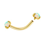 14K Gold Opal Eyebrow Barbell – Internally Threaded Piercing Jewelry