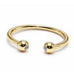 14k solid gold Horseshoe barbell with gem crystals: internally threaded 14g, 16g, 18g body jewellery