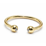 14k solid gold Horseshoe barbell with gem crystals: internally threaded 14g, 16g, 18g body jewellery