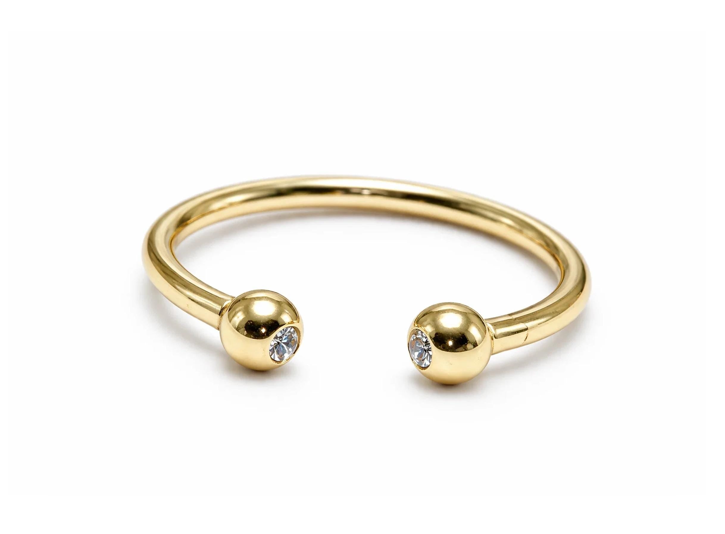 14k solid gold Horseshoe barbell with gem crystals: internally threaded 14g, 16g, 18g body jewellery