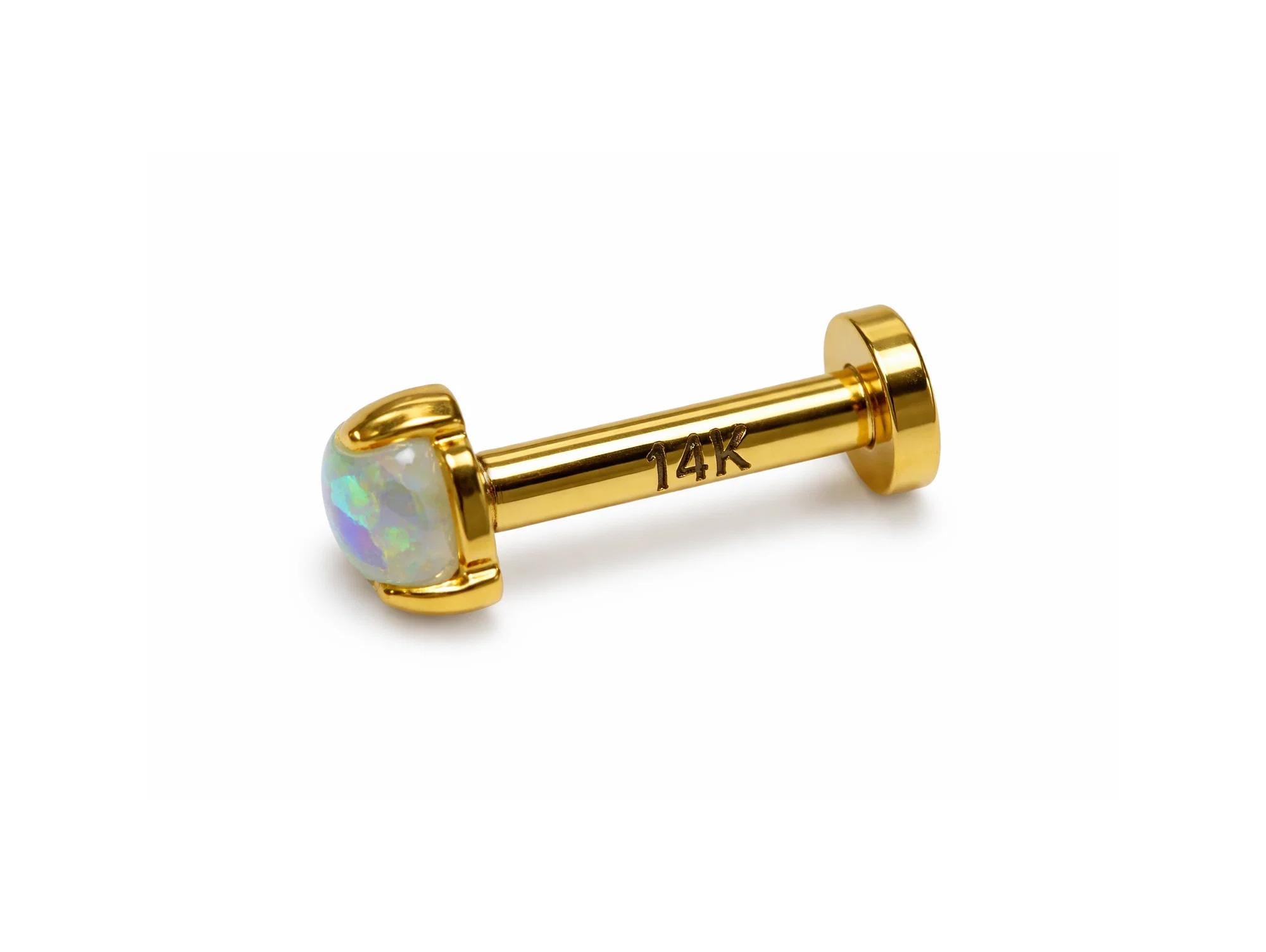 14K Gold Opal Labret Stud – Internally Threaded Body Piercing