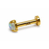 14K Gold Opal Labret Stud – Internally Threaded Body Piercing