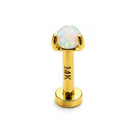 14K Gold Opal Labret Stud – Internally Threaded Body Piercing