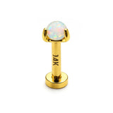 14K Gold Opal Labret Stud – Internally Threaded Body Piercing