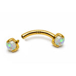 14K Gold Opal Eyebrow Barbell – Internally Threaded Piercing Jewelry