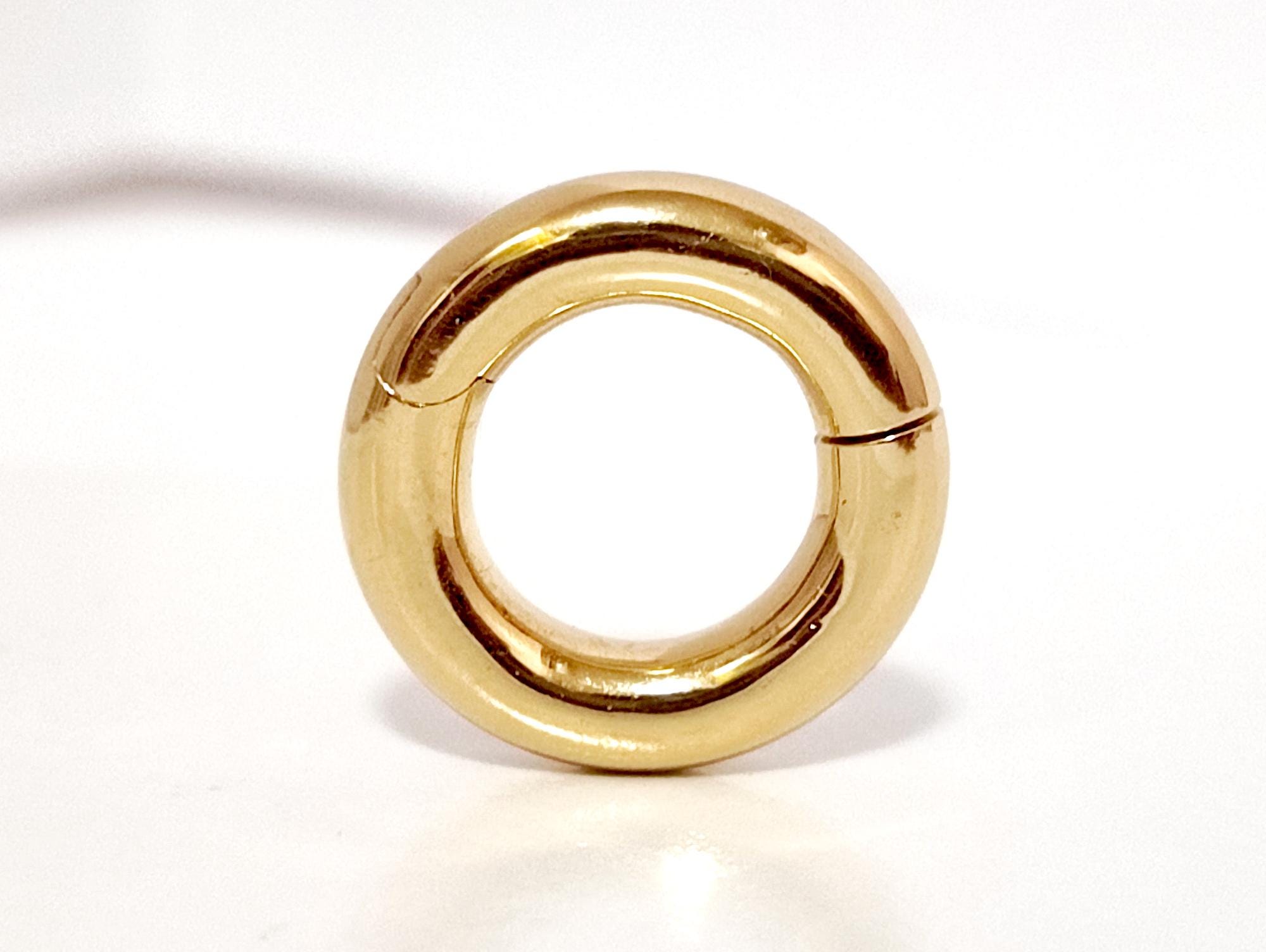 14K Gold Septum Clicker: Big Gauge Hinged Nose Ring, Ear hoops (12G-2G)