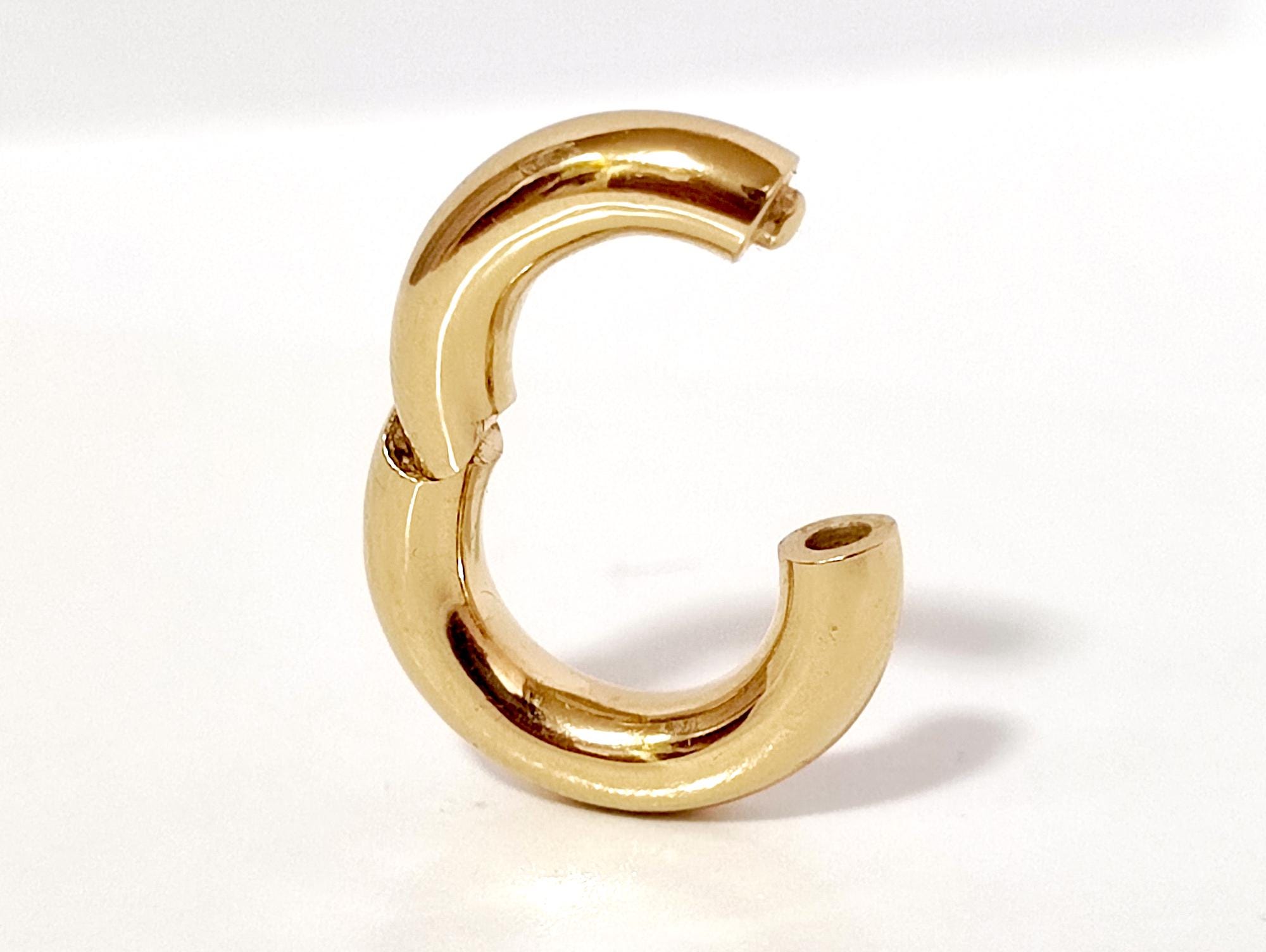 14K Gold Septum Clicker: Big Gauge Hinged Nose Ring, Ear hoops (12G-2G)