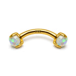 14K Gold Opal Eyebrow Barbell – Internally Threaded Piercing Jewelry