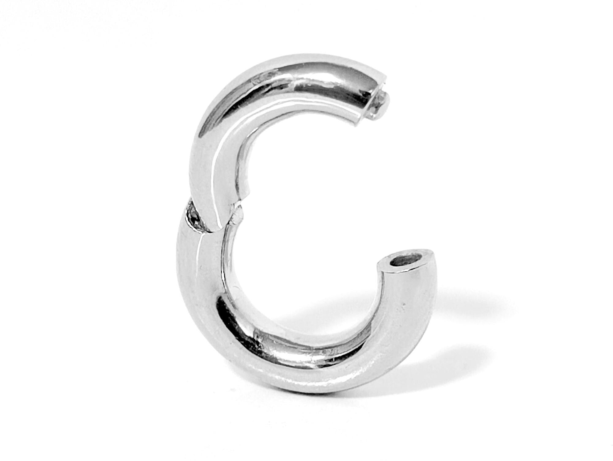 14K White Gold Septum Clicker: Big Gauge Hinged Nose Ring, Ear hoops (12G-2G)