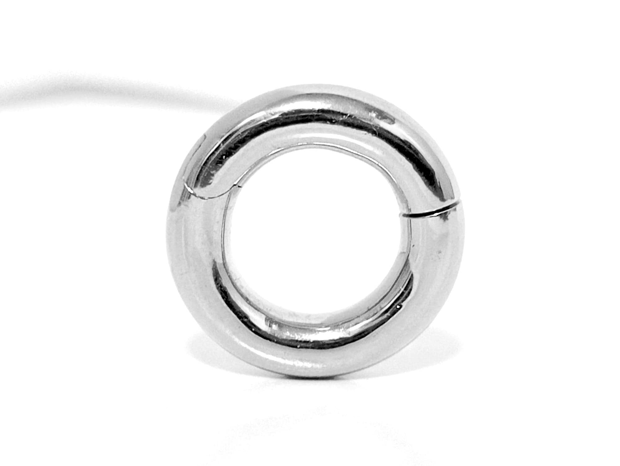 14K White Gold Septum Clicker: Big Gauge Hinged Nose Ring, Ear hoops (12G-2G)