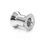 Silver double plug ear stretching gauges with gemstones 12g-14mm - Screw Tunnel (1 piece)