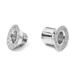 Silver double plug ear stretching gauges with gemstones 12g-14mm - Screw Tunnel (1 piece)