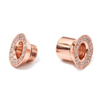Silver double plug ear stretching gauges with gemstones 12g-14mm - Screw Tunnel (1 piece)