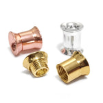 Ear stretching silver double plug gauges gold, rose gold plating 12g-14mm - (1 piece)