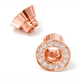 14K Rose Gold Double Plug Ear Tunnels, Ear stretching gauges with Gemstones - 12g-24mm Sold Individually