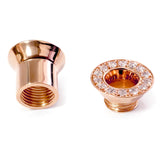 14K Rose Gold Double Plug Ear Tunnels, Ear stretching gauges with Gemstones - 12g-24mm Sold Individually