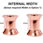 14K Rose Gold Double Plug Ear Tunnels, Ear stretching gauges with Gemstones - 12g-24mm Sold Individually