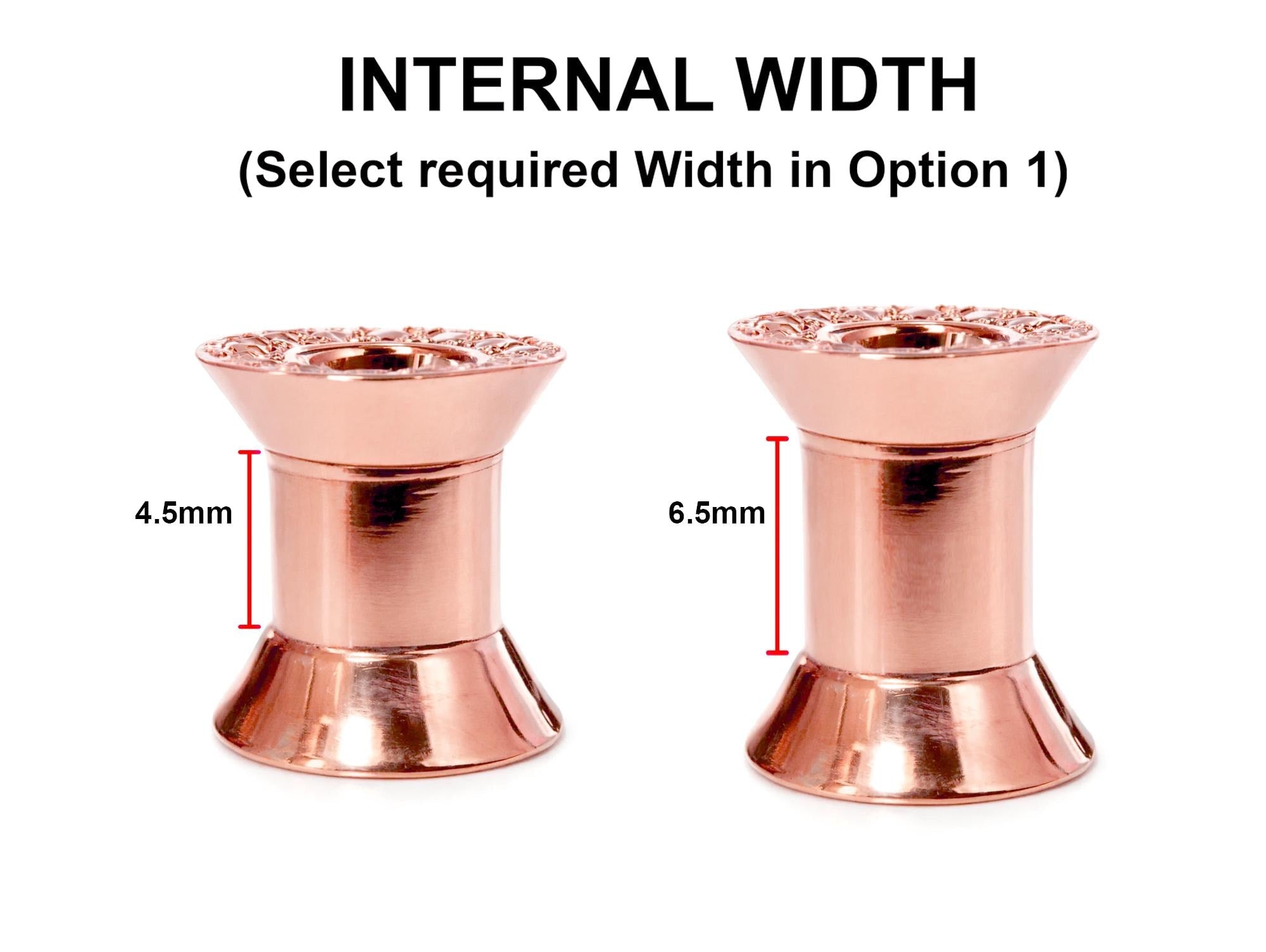 14K Rose Gold Double Plug Ear Tunnels, Ear stretching gauges with Gemstones - 12g-24mm Sold Individually