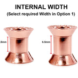 14K Rose Gold Double Plug Ear Tunnels, Ear stretching gauges with Gemstones - 12g-24mm Sold Individually