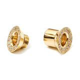 Silver double plug ear stretching gauges with gemstones 12g-14mm - Screw Tunnel (1 piece)