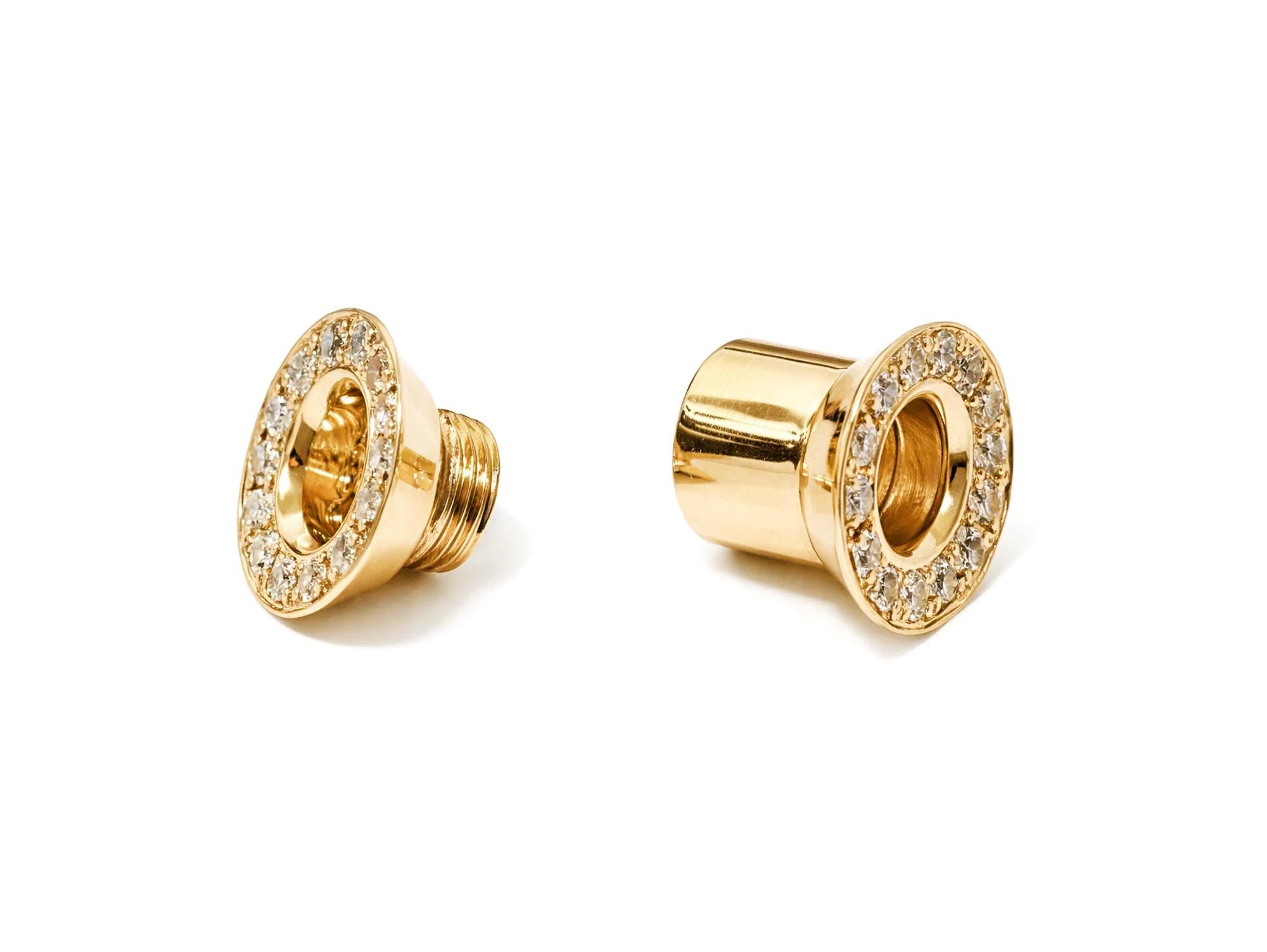 Silver double plug ear stretching gauges with gemstones 12g-14mm - Screw Tunnel (1 piece)