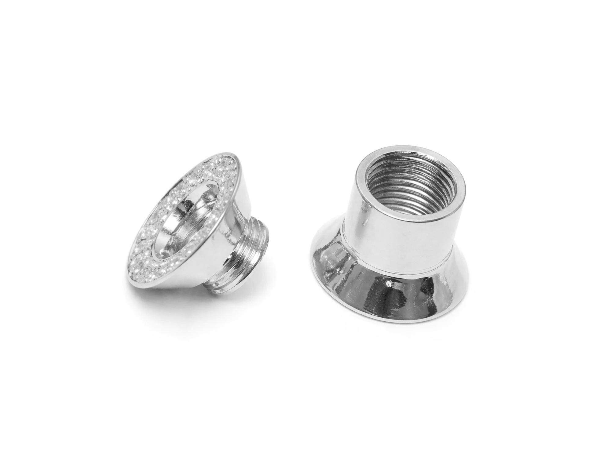 Silver double plug ear stretching gauges with gemstones 12g-14mm - Screw Tunnel (1 piece)