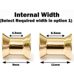 Ear stretching silver double plug gauges gold, rose gold plating 12g-14mm - (1 piece)