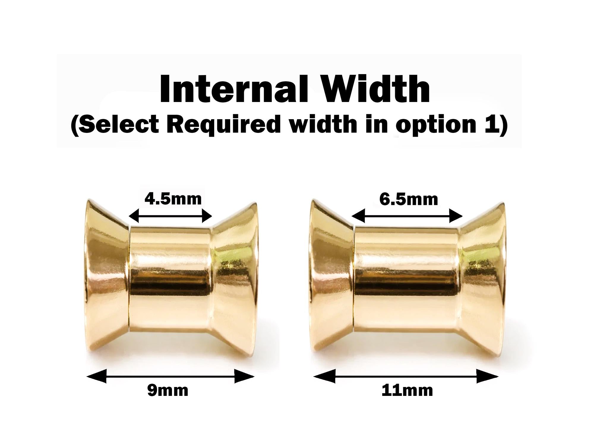 Ear stretching silver double plug gauges gold, rose gold plating 12g-14mm - (1 piece)