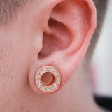 Silver double plug ear stretching gauges with gemstones 12g-14mm - Screw Tunnel (1 piece)