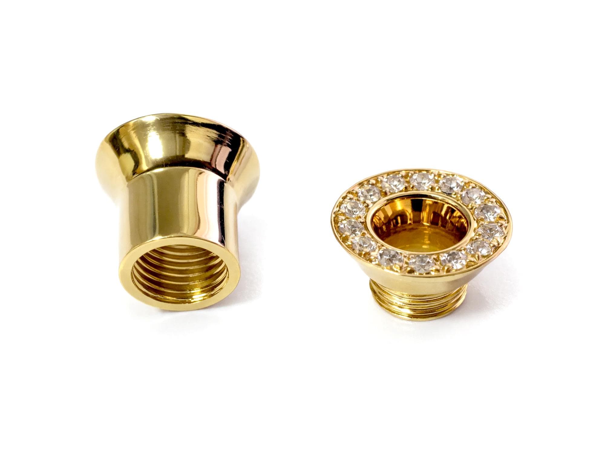 Solid Gold 14K Double Plug Ear Tunnels, Ear stretching gauges with Gemstones - 12g-24mm Sold Individually