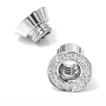 14K White Gold Double Plug Ear Tunnels, Ear stretching gauges with Gemstones - 12g-24mm Sold Individually