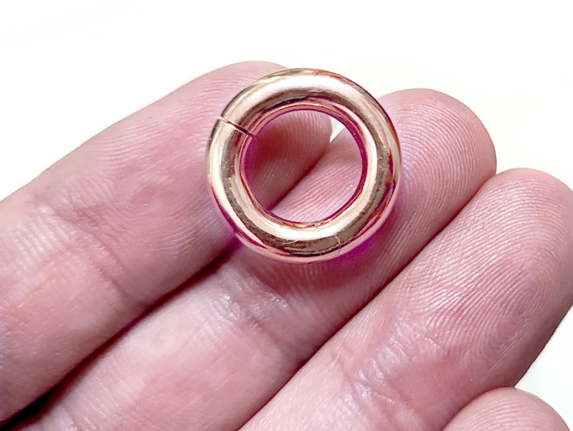 14K Rose Gold Septum Clicker: Big Gauge Hinged Nose Ring, Ear hoops (12G-2G)