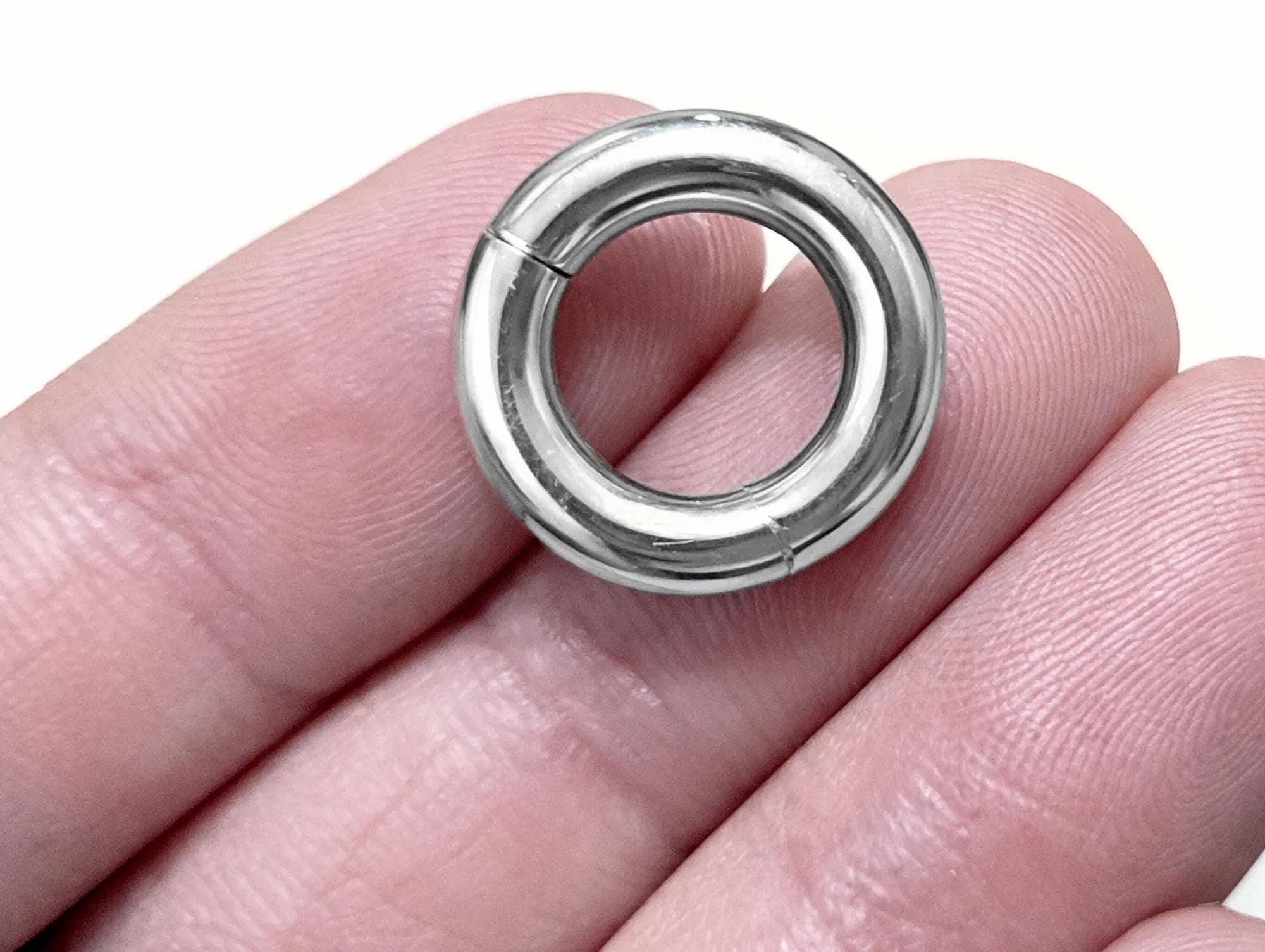 14K White Gold Septum Clicker: Big Gauge Hinged Nose Ring, Ear hoops (12G-2G)