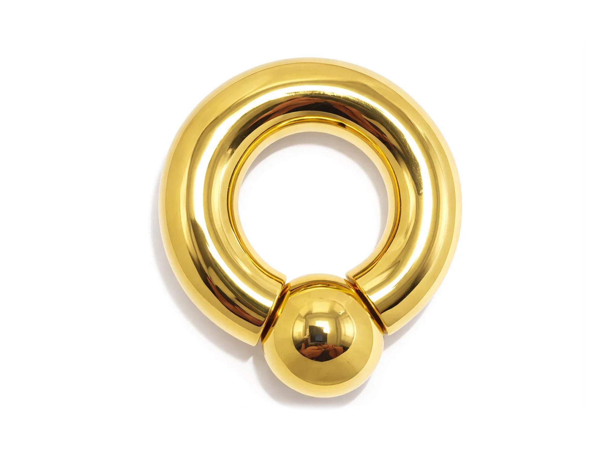 14K 4 Micron Gold - Captive Bead Ring Screw Ball: Prince Albert Piercing Jewelry - Genital BCR Ring