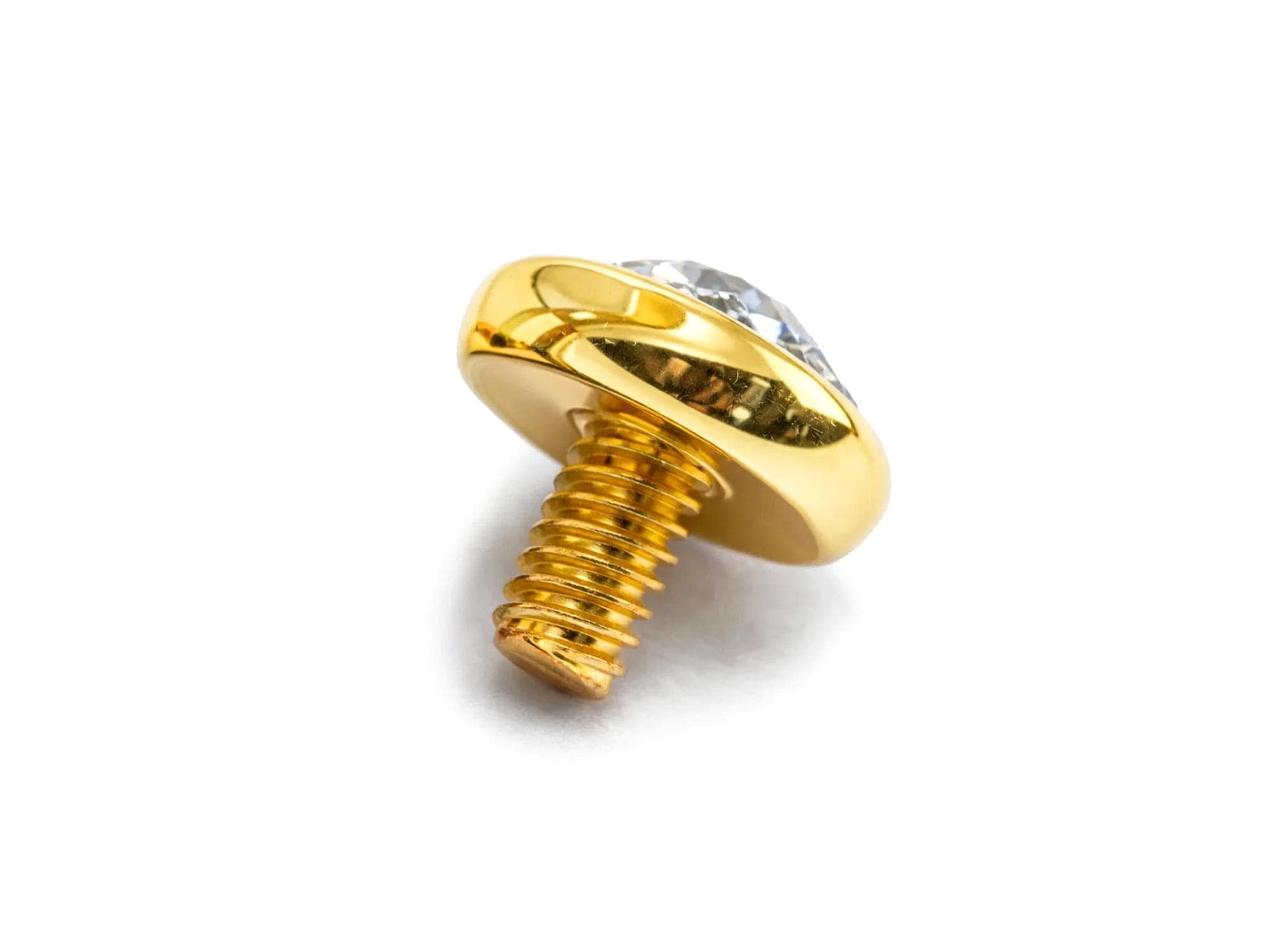 14K Gold Flat gem: Internally Threaded Piercing Replacement Part