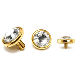 14K Gold Flat gem: Internally Threaded Piercing Replacement Part