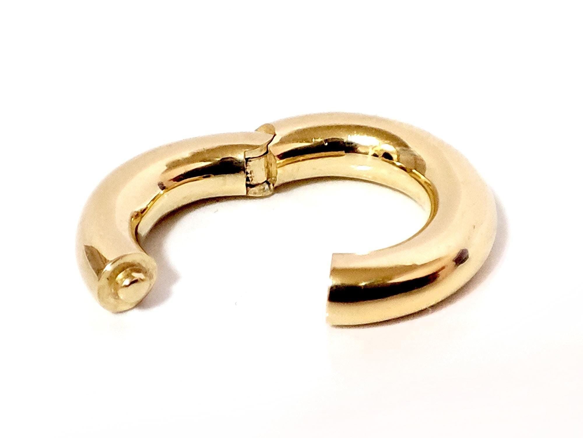 14K Gold Septum Clicker: Big Gauge Hinged Nose Ring, Ear hoops (12G-2G)