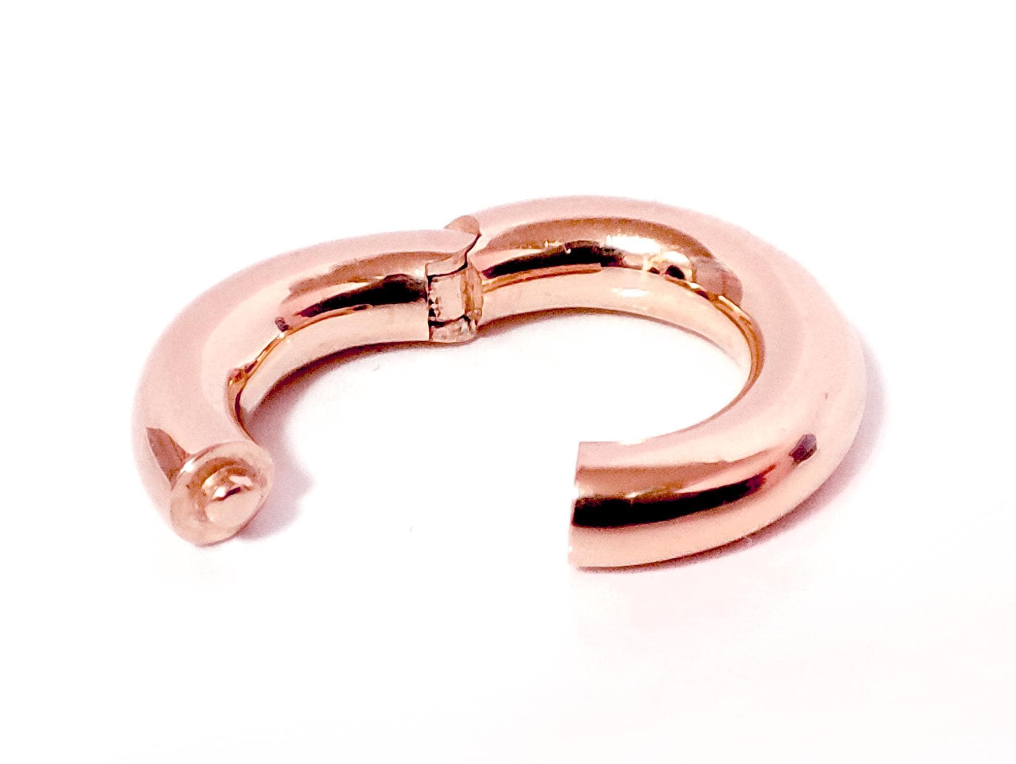 14K Rose Gold Septum Clicker: Big Gauge Hinged Nose Ring, Ear hoops (12G-2G)