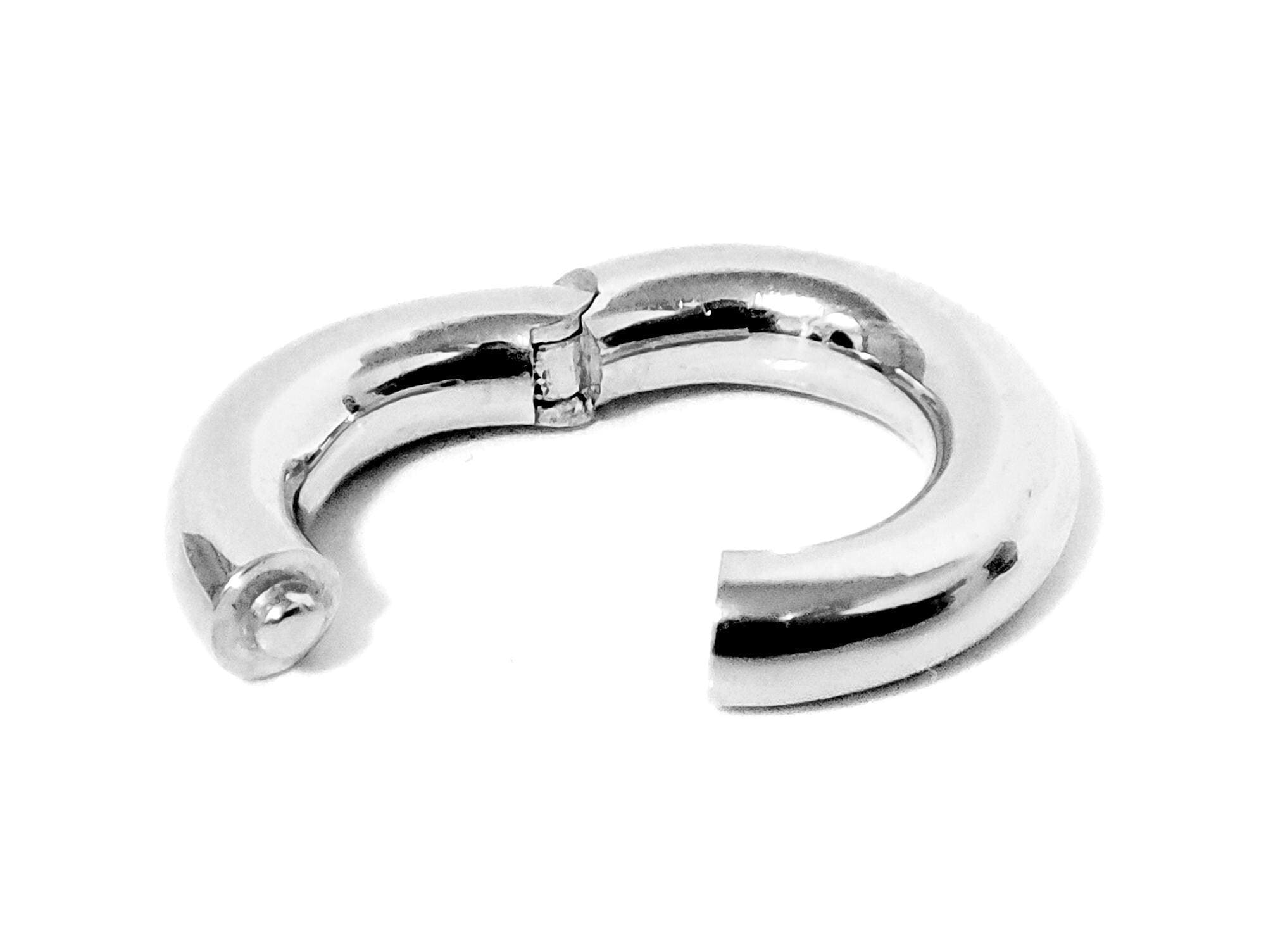 14K White Gold Septum Clicker: Big Gauge Hinged Nose Ring, Ear hoops (12G-2G)