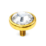 14K Gold Flat gem: Internally Threaded Piercing Replacement Part